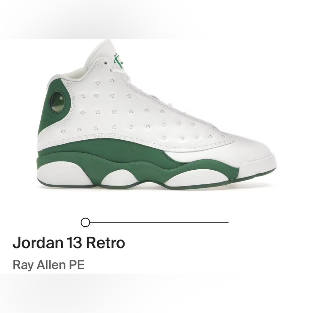 Jordan 13 Retro White and Green Sneakers